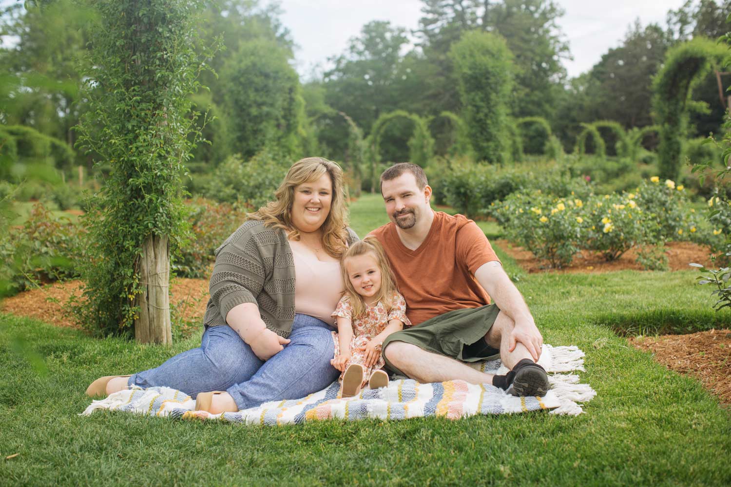 Family sitting in garden