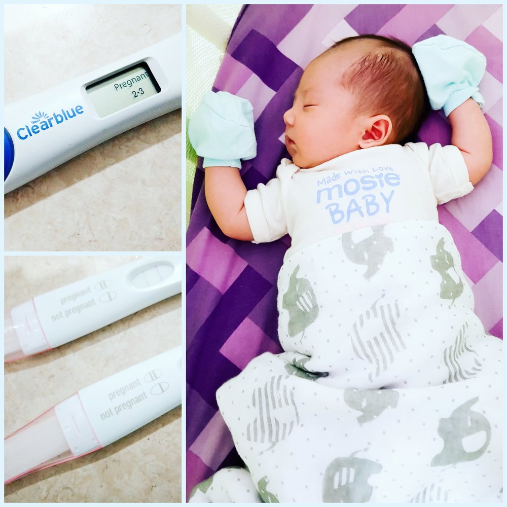 three positive pregnancy tests and a newborn mosie baby